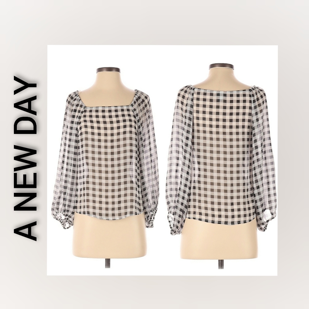A New Day Blouse Checkered Size XSMALL